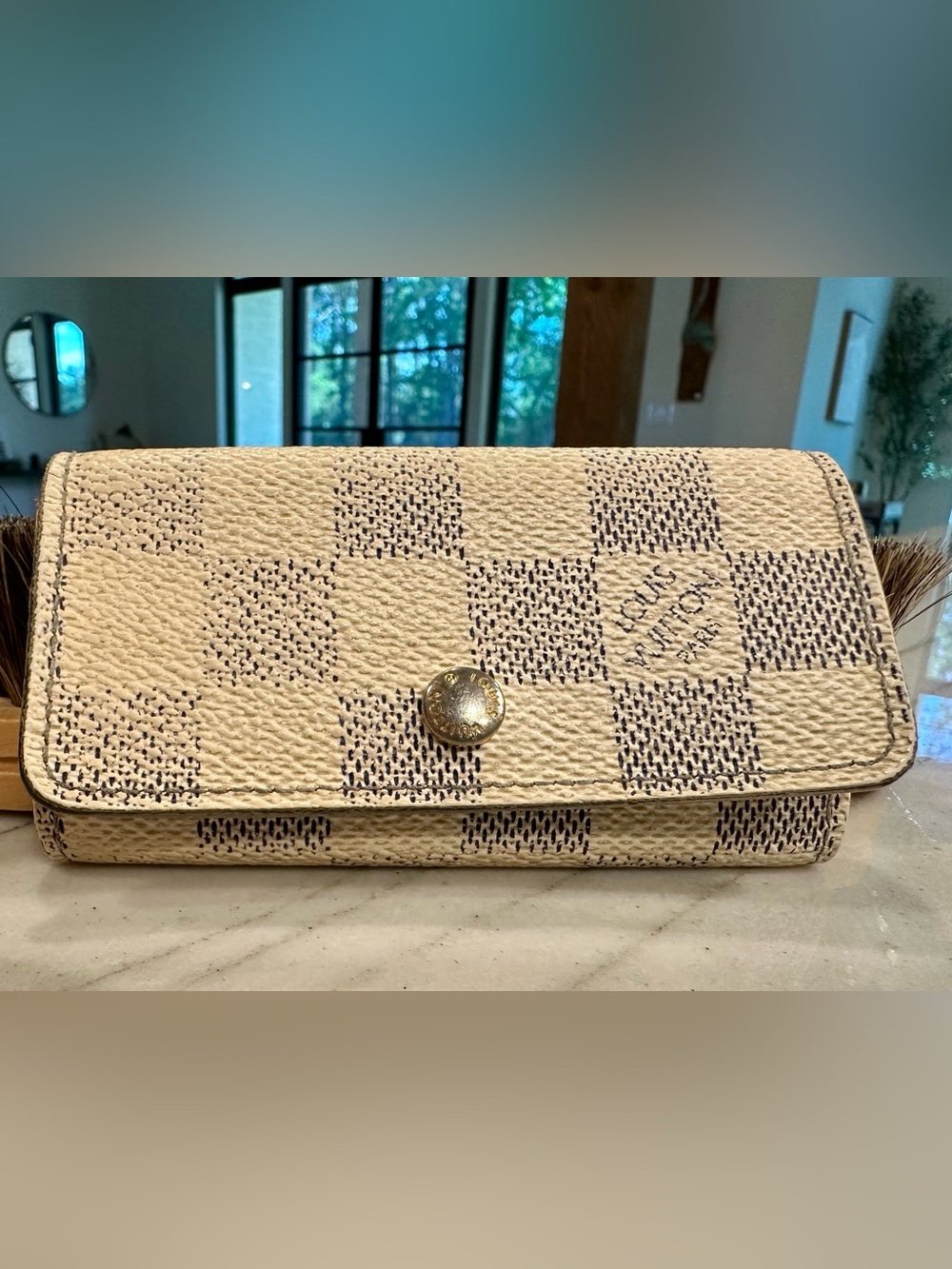 Louis Vuitton Damier Azur 4 Key Holder Multicles Wallet White Auth LV